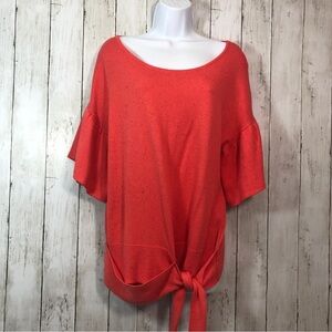 7th Avenue New York & Co. Pleated Short Sleeves Tie Sweater NWT Large